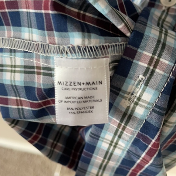 Mizzen + Main x-large trim fit long sleeve button up red white and blue shirt - Picture 5 of 5